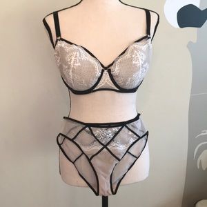 Jezebel white mesh matching bra and panties